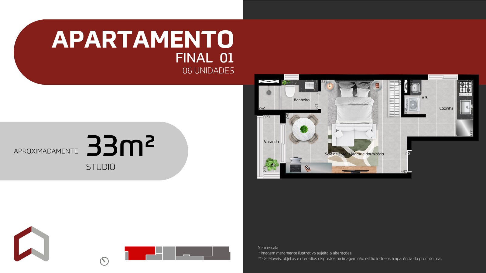 33m² 1 dorm sem vaga