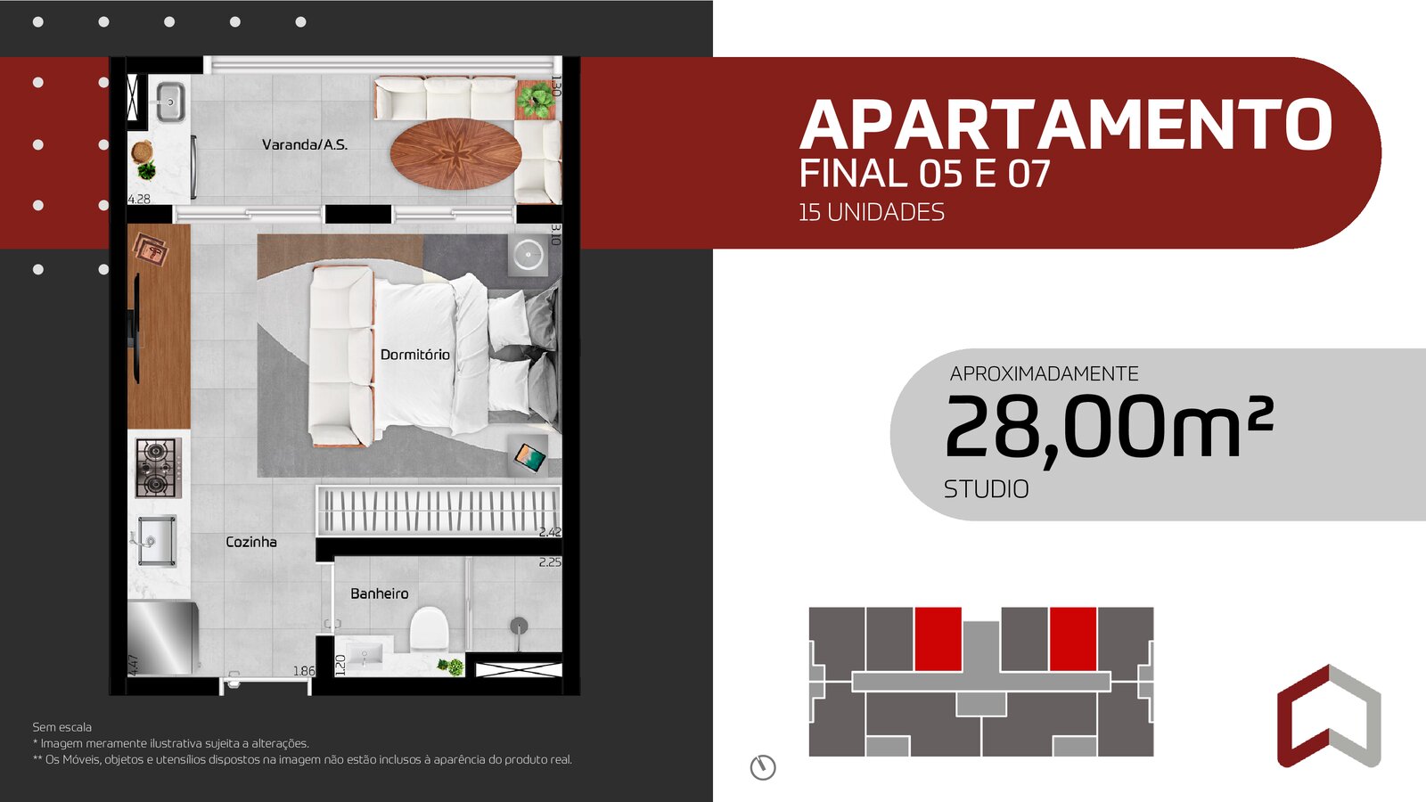 27m² Studio sem vaga