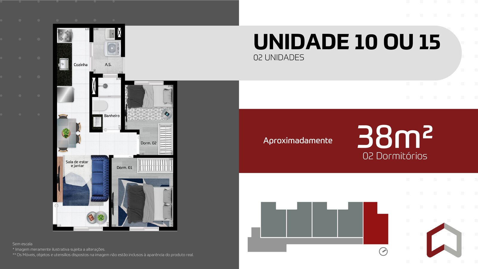 37m² 2 dorms vaga carro