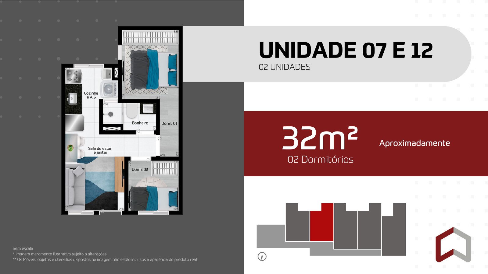 32m² 2 dorms com vaga