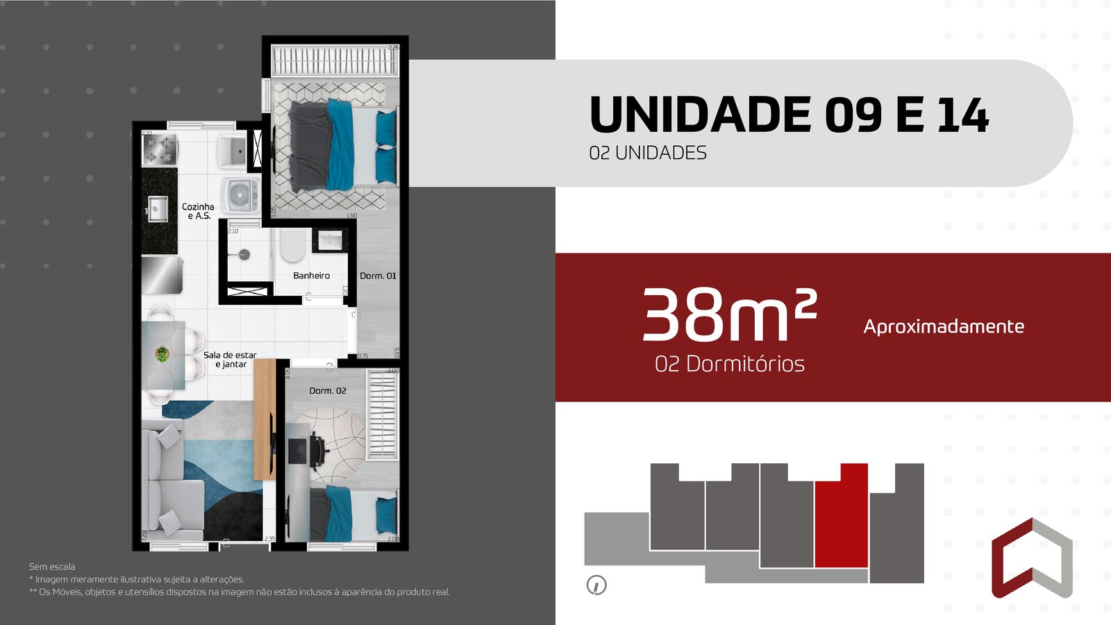 38m² 2 dorms com vaga
