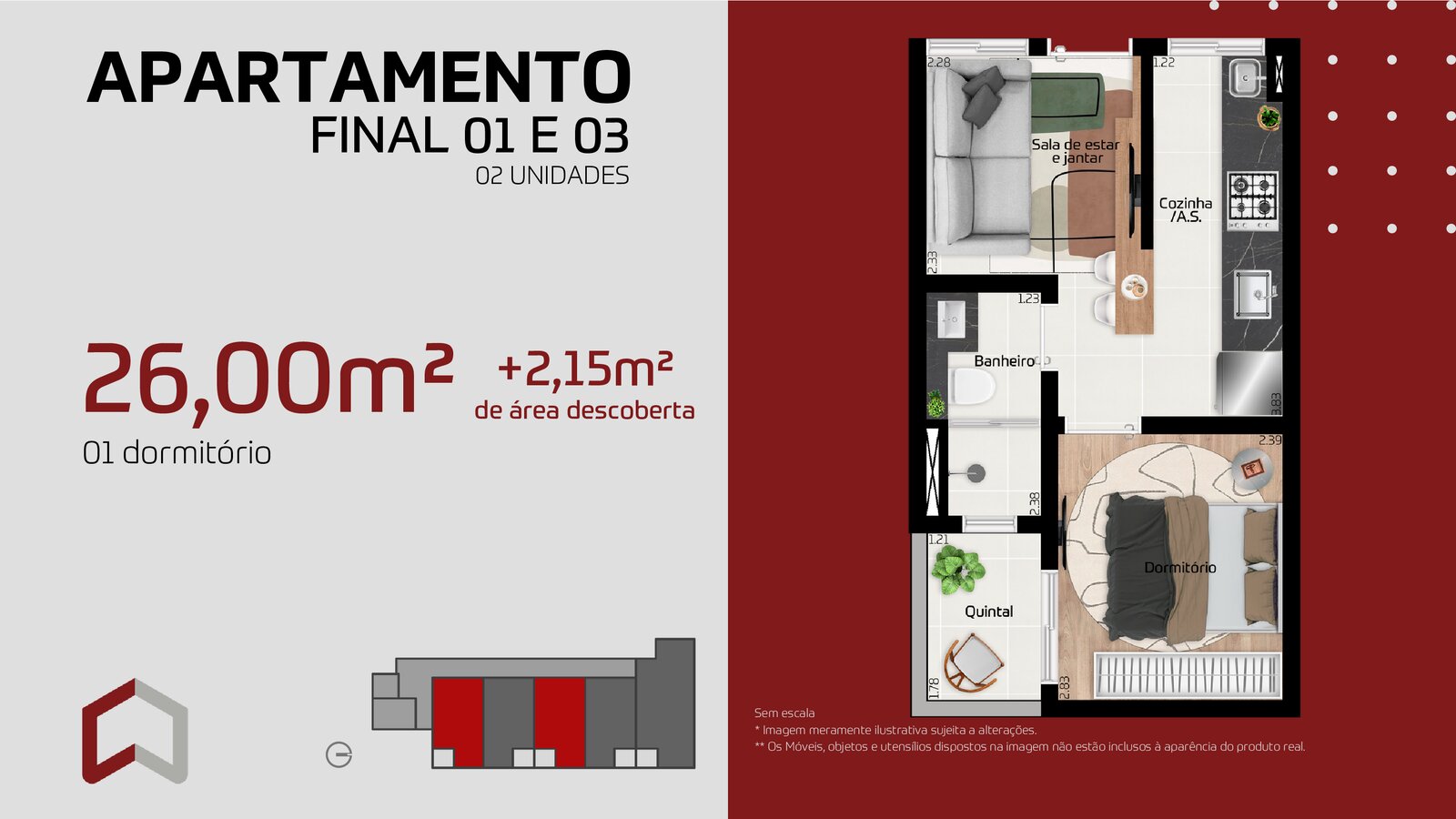 25m² 1 dorm quintal Térreo