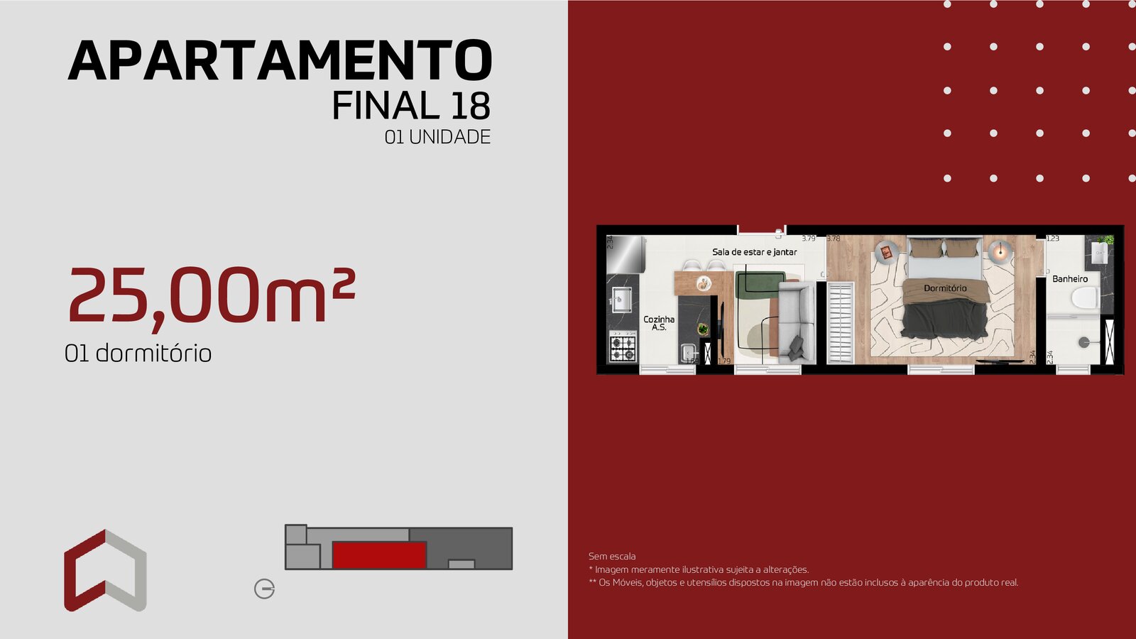 24m² 1 dorm 4º andar